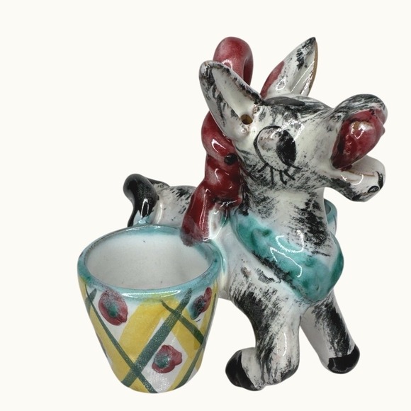 Other - Italy Hand Painted Donkey Figurine with Double Egg Cups